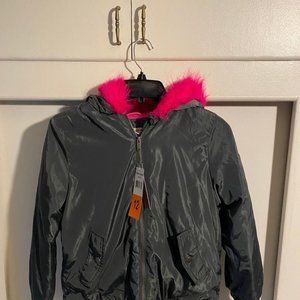 Calvin Klein Bomber Jacket  Green with Pink Fleece